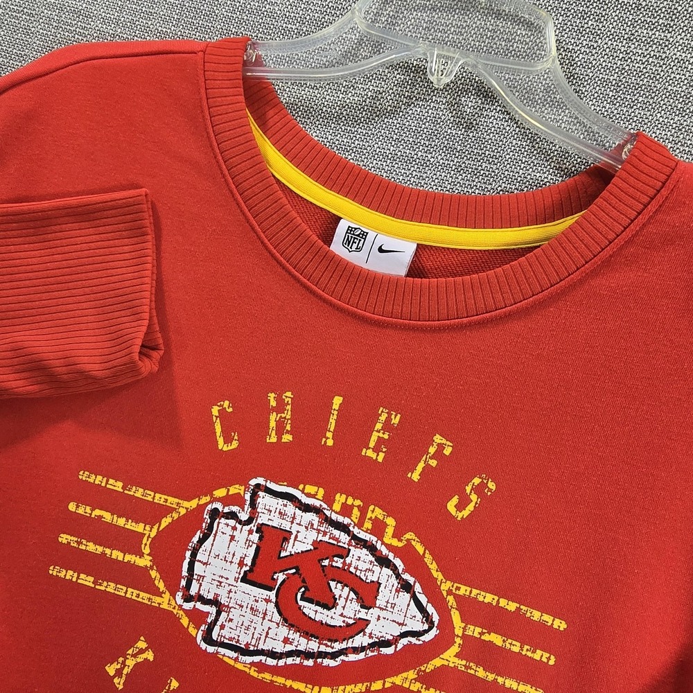 Kansas City Chiefs Sweatshirt Mens Small Red NFL Football Crewneck Dri Fit Nike